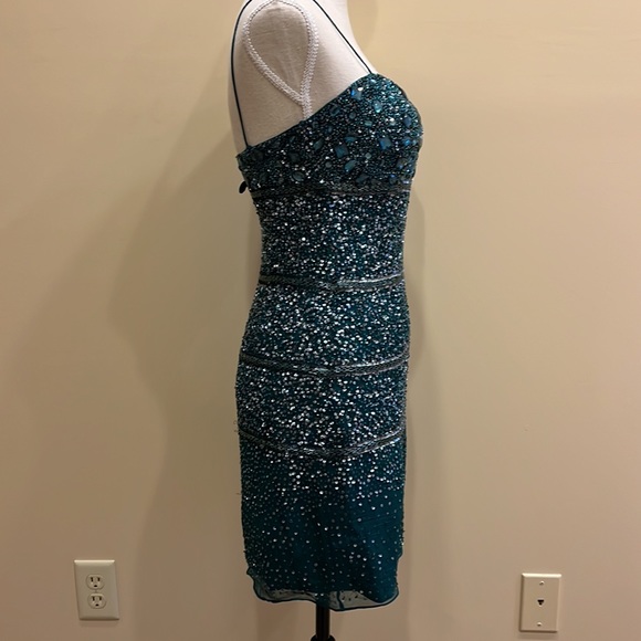 Aidan Mattox Blue and Green Mini Dress - Picture 4 of 13